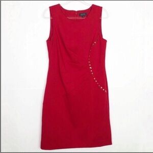 Tahari Red Sleeveless Dress Studded with gold